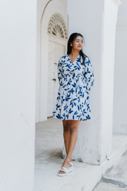 Blue Bloom Wrap Dress