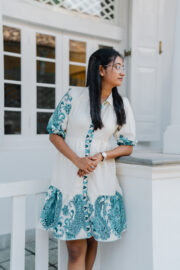 The Azure Paisley Tiered Shirt Dress - Image 3